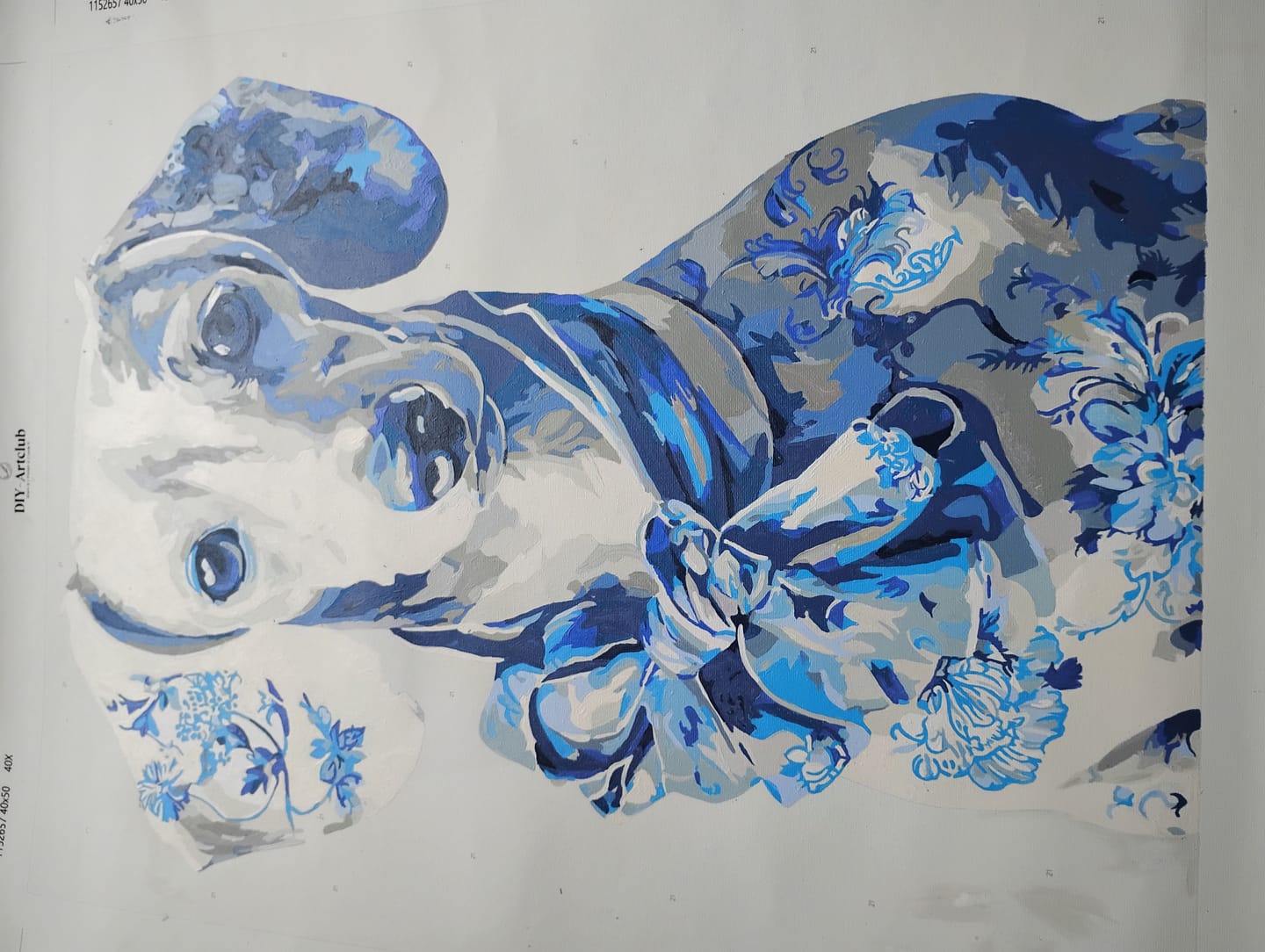 Customer photo review of Delft Blue Dachshund | Paint by Number