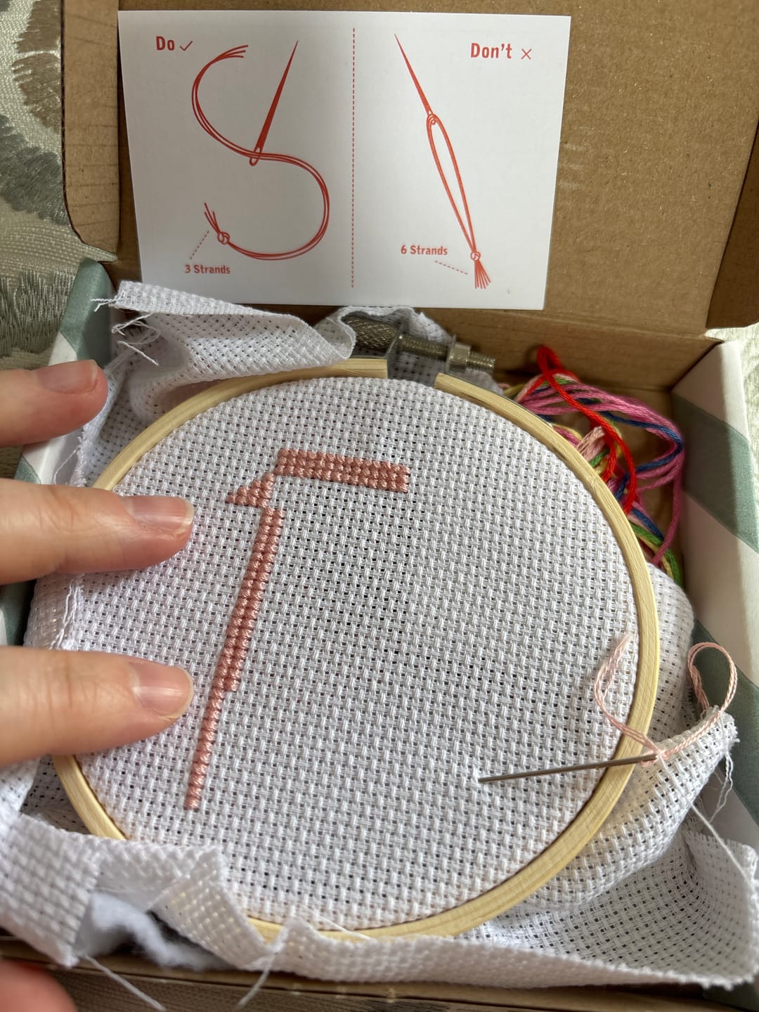 Customer photo review of Strawberry Milk Beginner Cross Stitch Kit