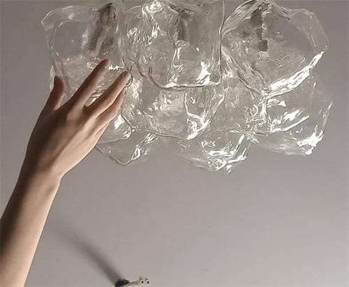 Customer photo review of 13-Light Modern Chrome Ice Cube Glass Cluster Chandelier
