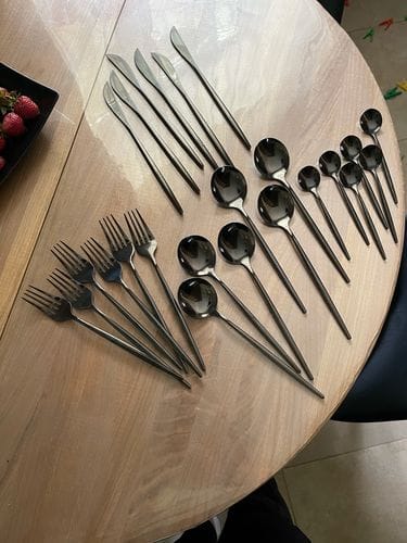 Customer photo review of Modern Black Flatware Set - 24 Piece