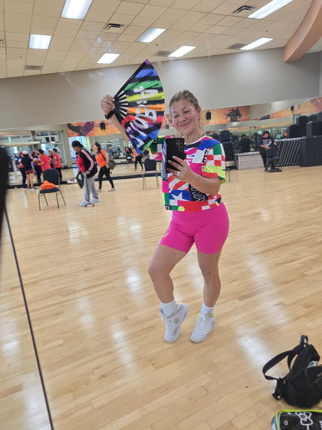 Customer photo review of Worldwide High Waisted Biker Shorts - Fuchsia