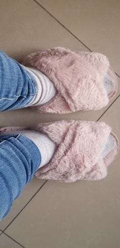 Customer photo review of Nordic Cozy Cross Band Slippers