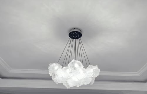 Customer photo review of 13-Light Modern Chrome Ice Cube Glass Cluster Chandelier