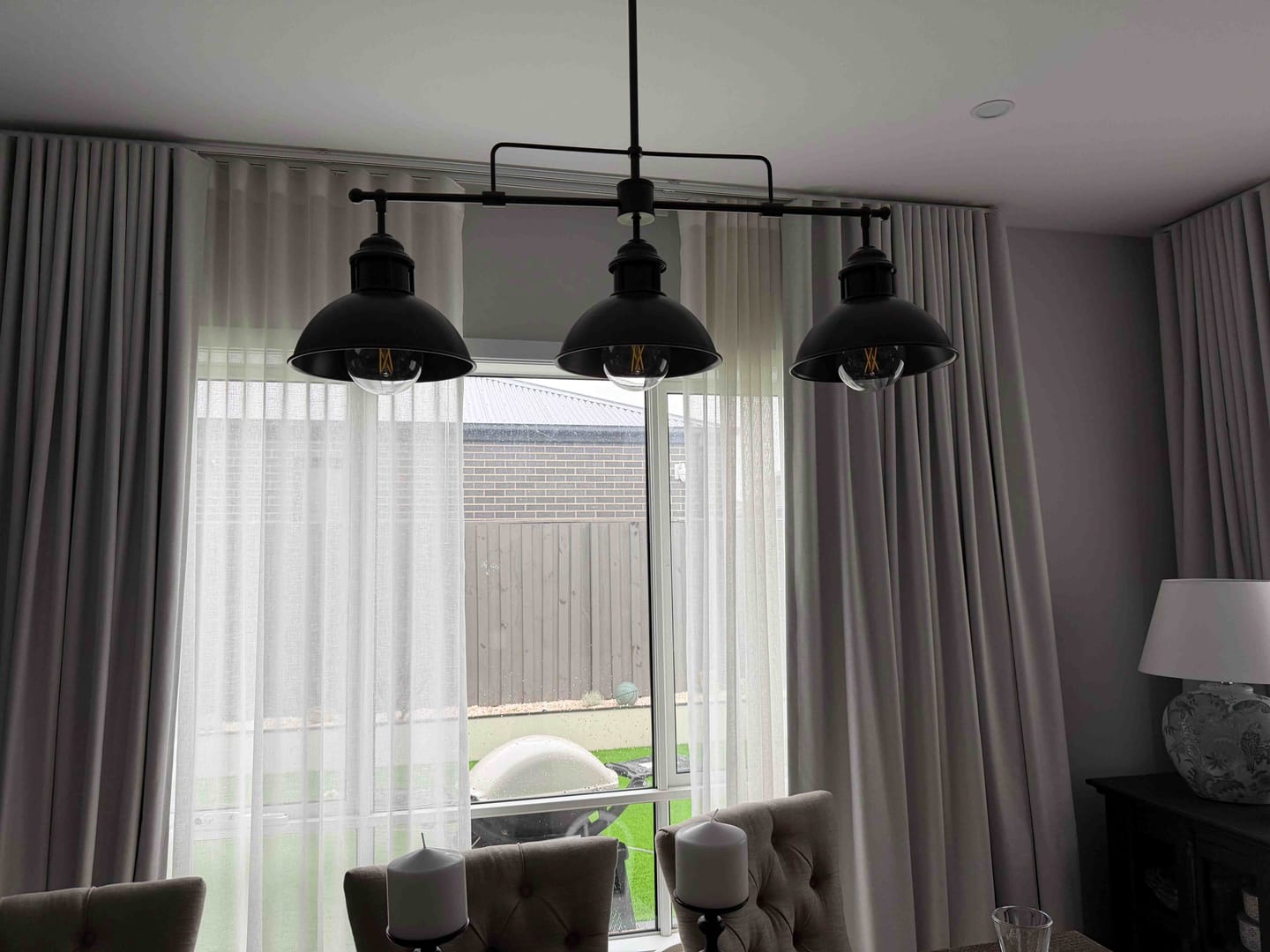 Customer photo review of Industrial 3-Light Dome Linear Pot Lid Pendant
