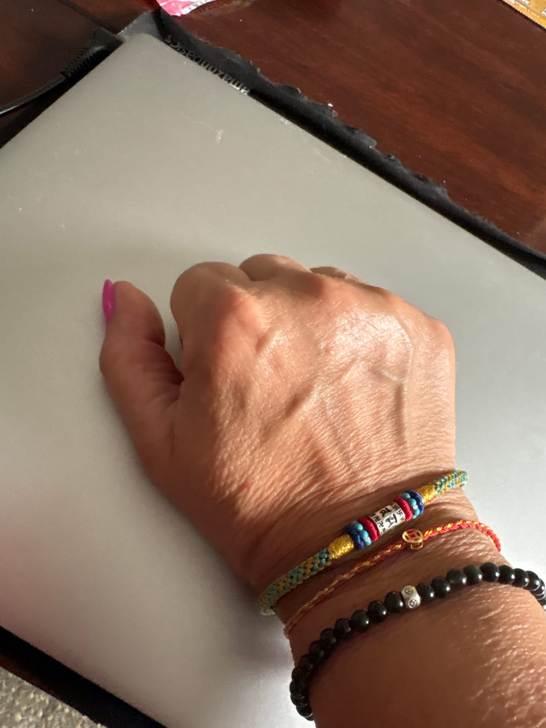 Customer photo review of Buddha Stones Colorful String Six True Words 925 Silver Focus Bracelet