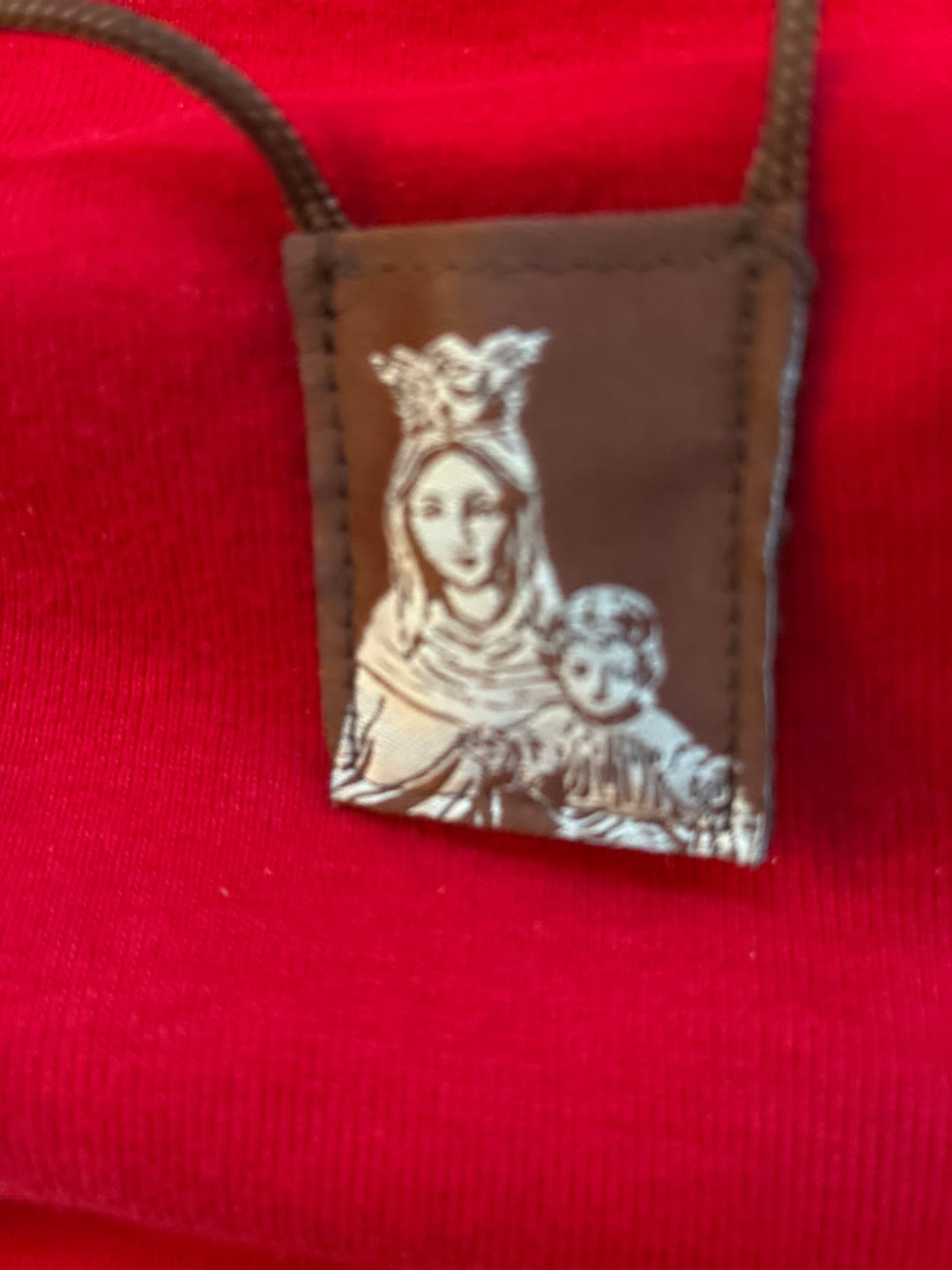 Customer photo review of OLMC Crown of Stars | Our Lady of Mt. Carmel Premium Brown Scapular