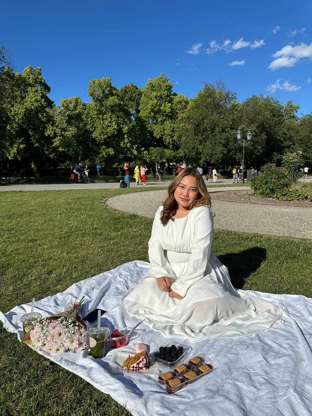Customer photo review of Luna - Ivory Pleated Chiffon Corset Maxi Dress