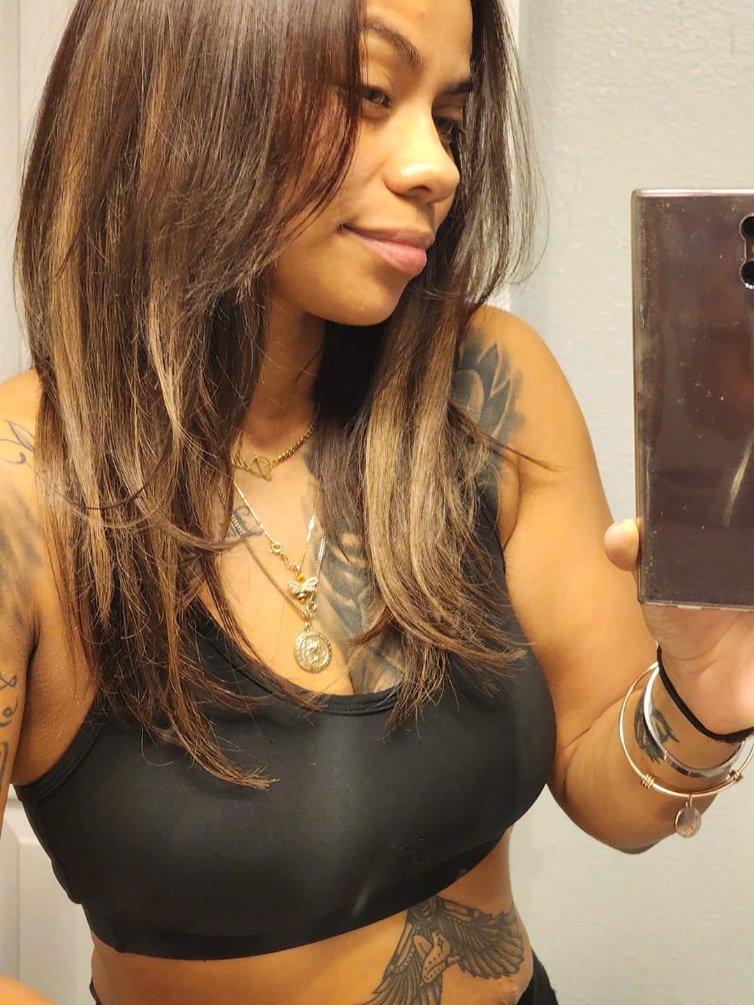 Customer photo review of 100% Virgin Hair Weft Brazilian Real Human Hair Sew In Bundles Balayage (#BM)