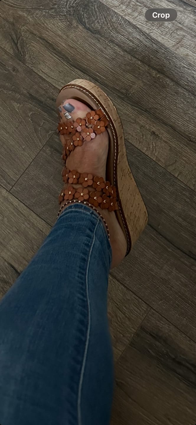 Customer photo review of Corky's Teal Let's Be Friends Wedges