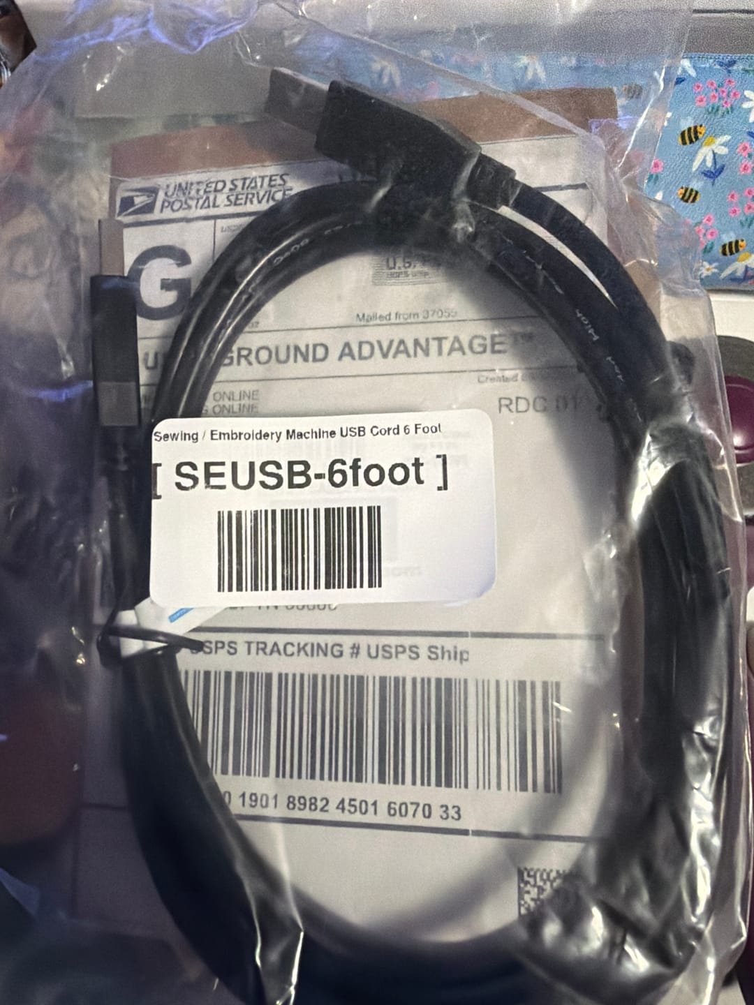 Customer photo review of Sewing / Embroidery Machine USB Cord 6ft