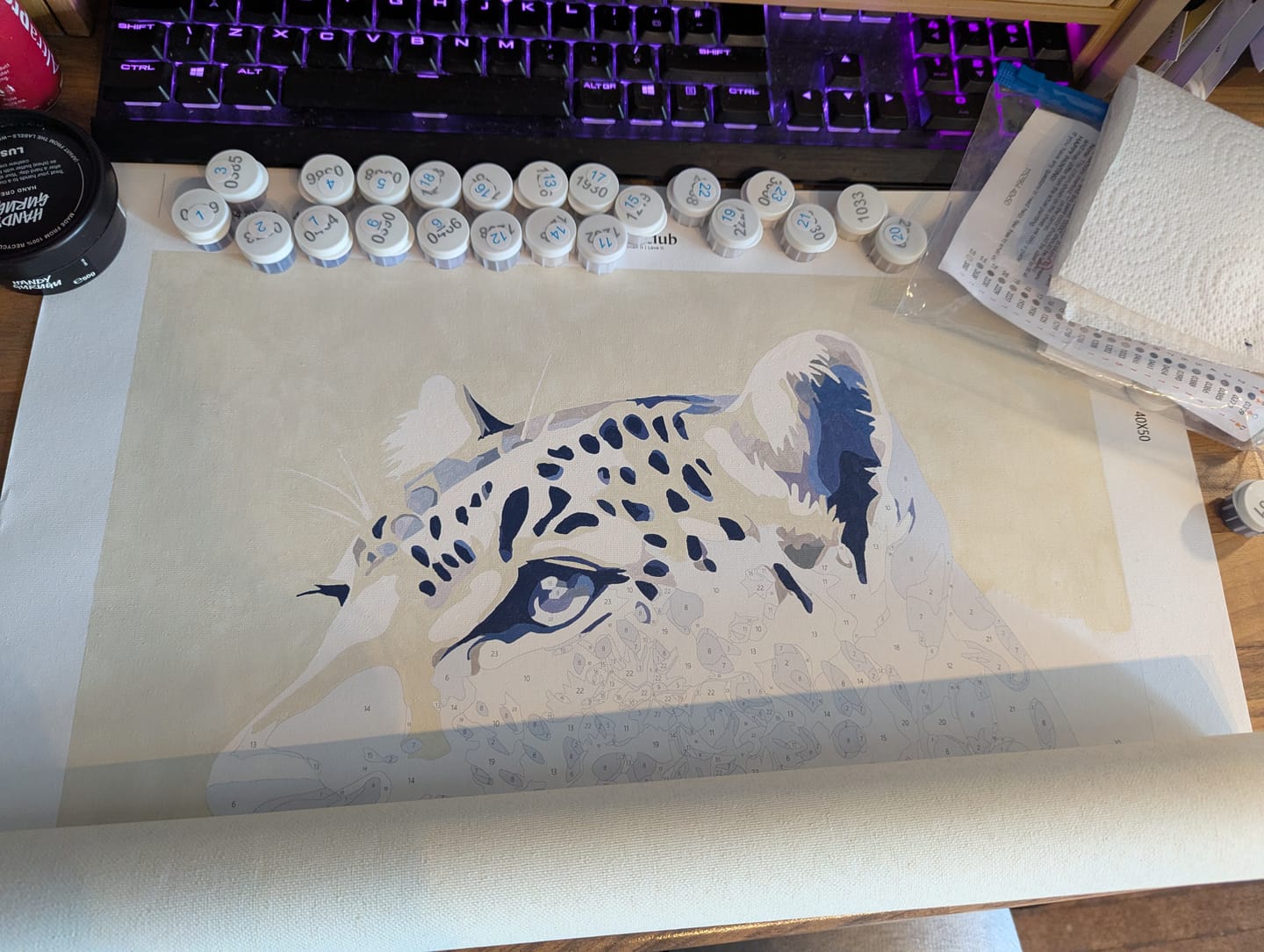 Customer photo review of Delft Blue Leopard | Paint by Number
