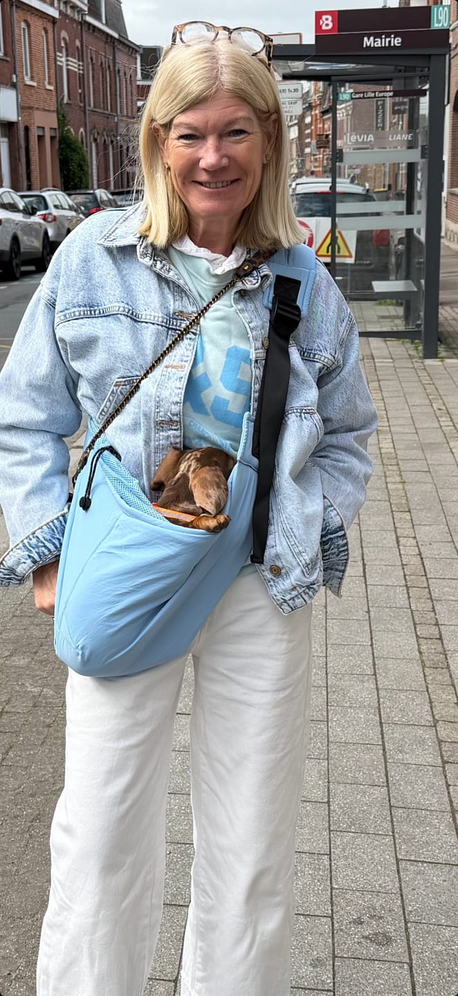 Customer photo review of Sac de transport en bandoulière bleu - Version printemps / été
