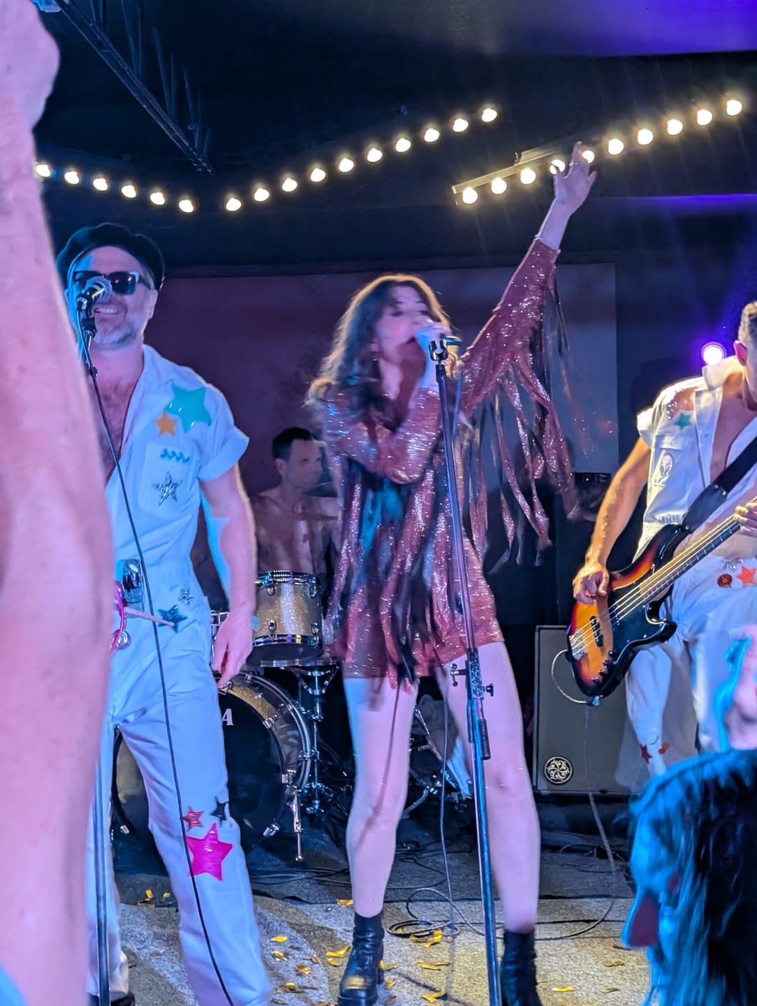 Customer photo review of Glitter Fringe Romper in Orange