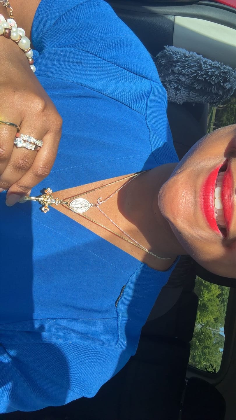 Customer photo review of Fresh Pastoral Style Crucifix with Biblical Colorful Gemstones Pendant Necklace