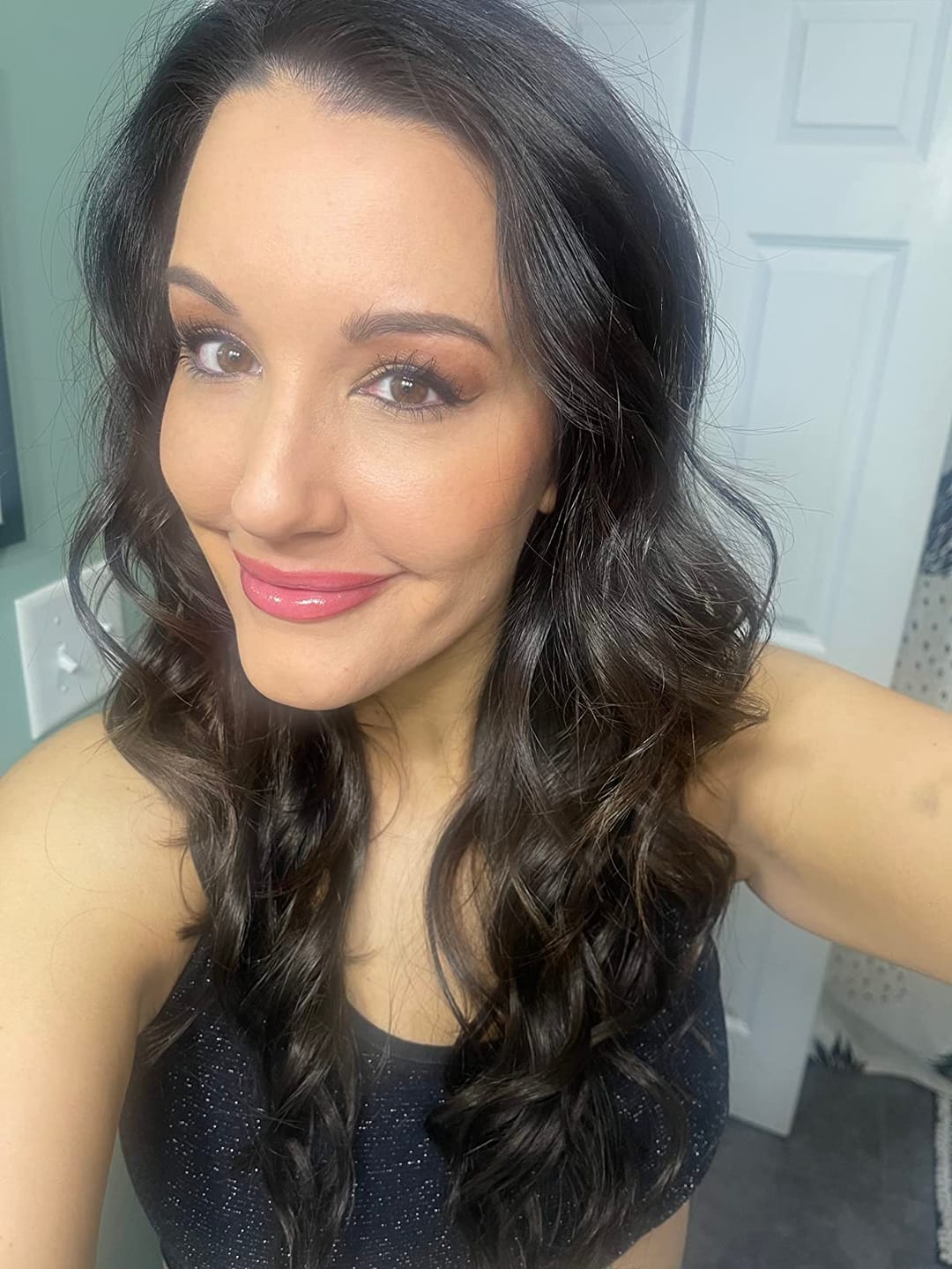 Customer photo review of Virgin Genius Weft Hair Extensions Off Black #1B