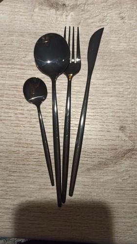 Customer photo review of Modern Black Flatware Set - 24 Piece
