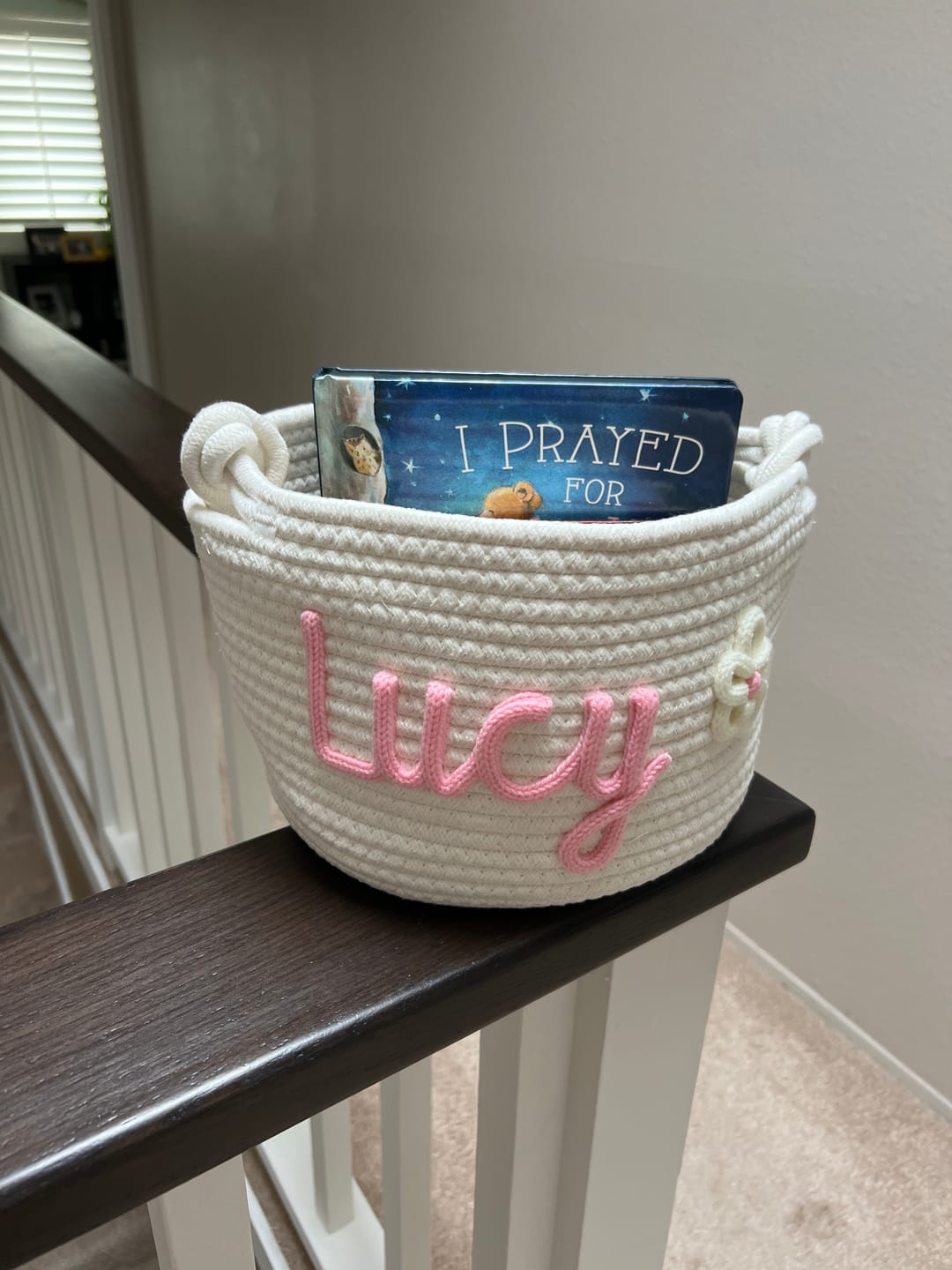 Customer photo review of Baby Knits™  Multicolor Personalized Knitted Basket