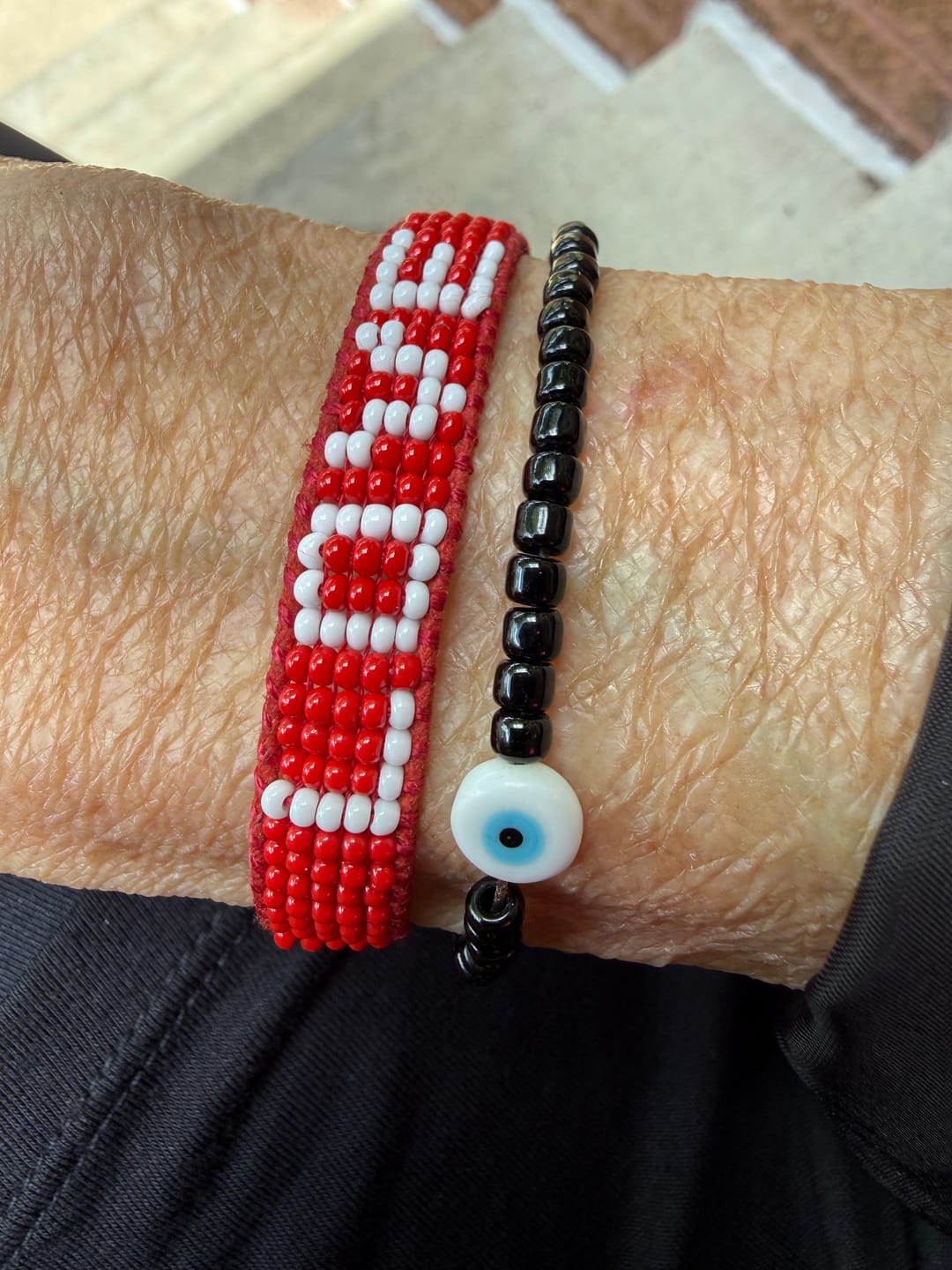 Customer photo review of Woven LOVE Bracelet - Red/White
