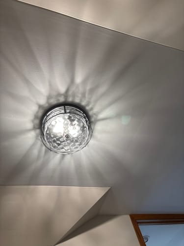 Customer photo review of Vintage 2-Light Hammered Glass Round Drum Flush Mount