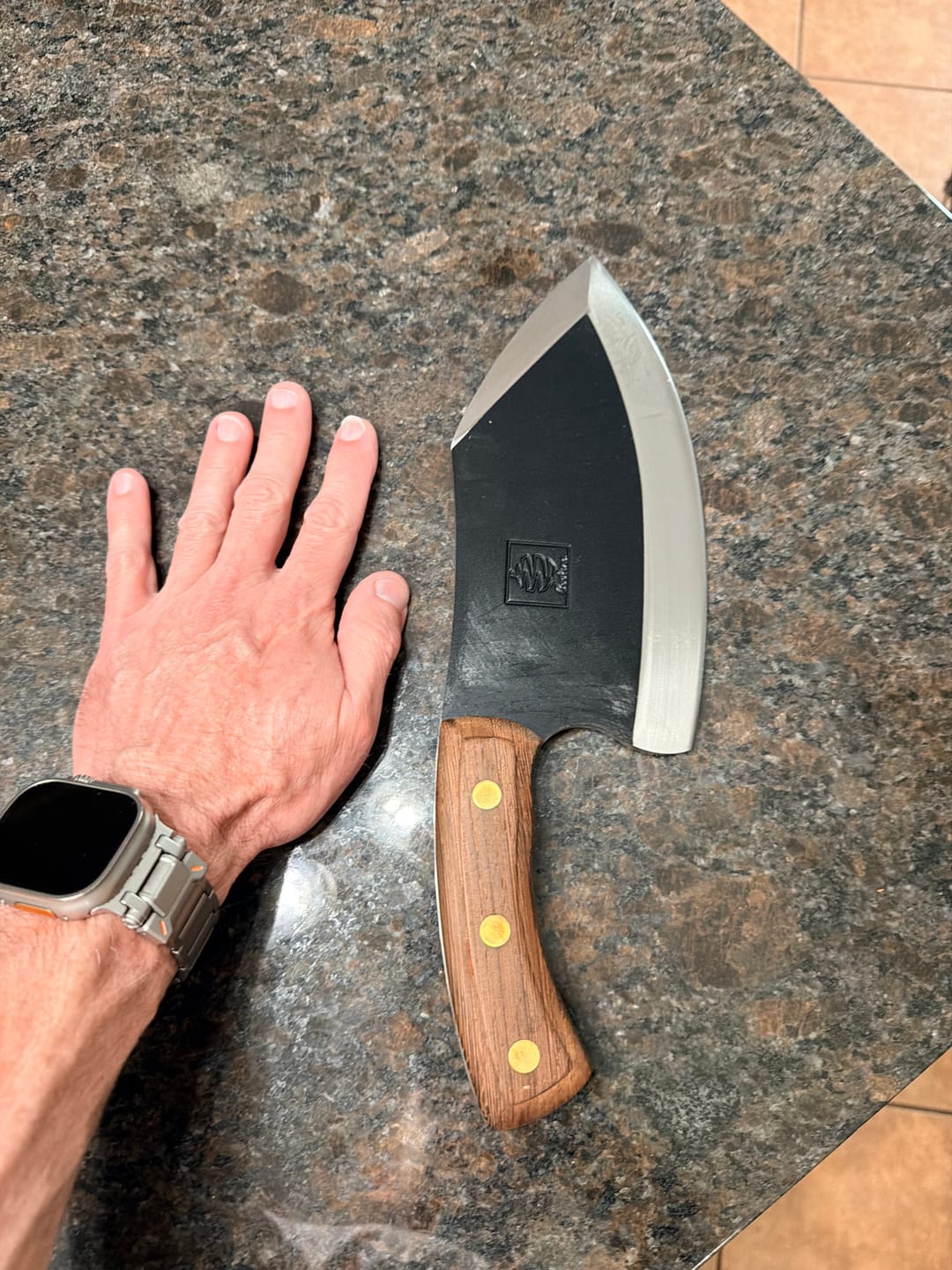Customer photo review of FREE Walnut Magnetic Knives Holder