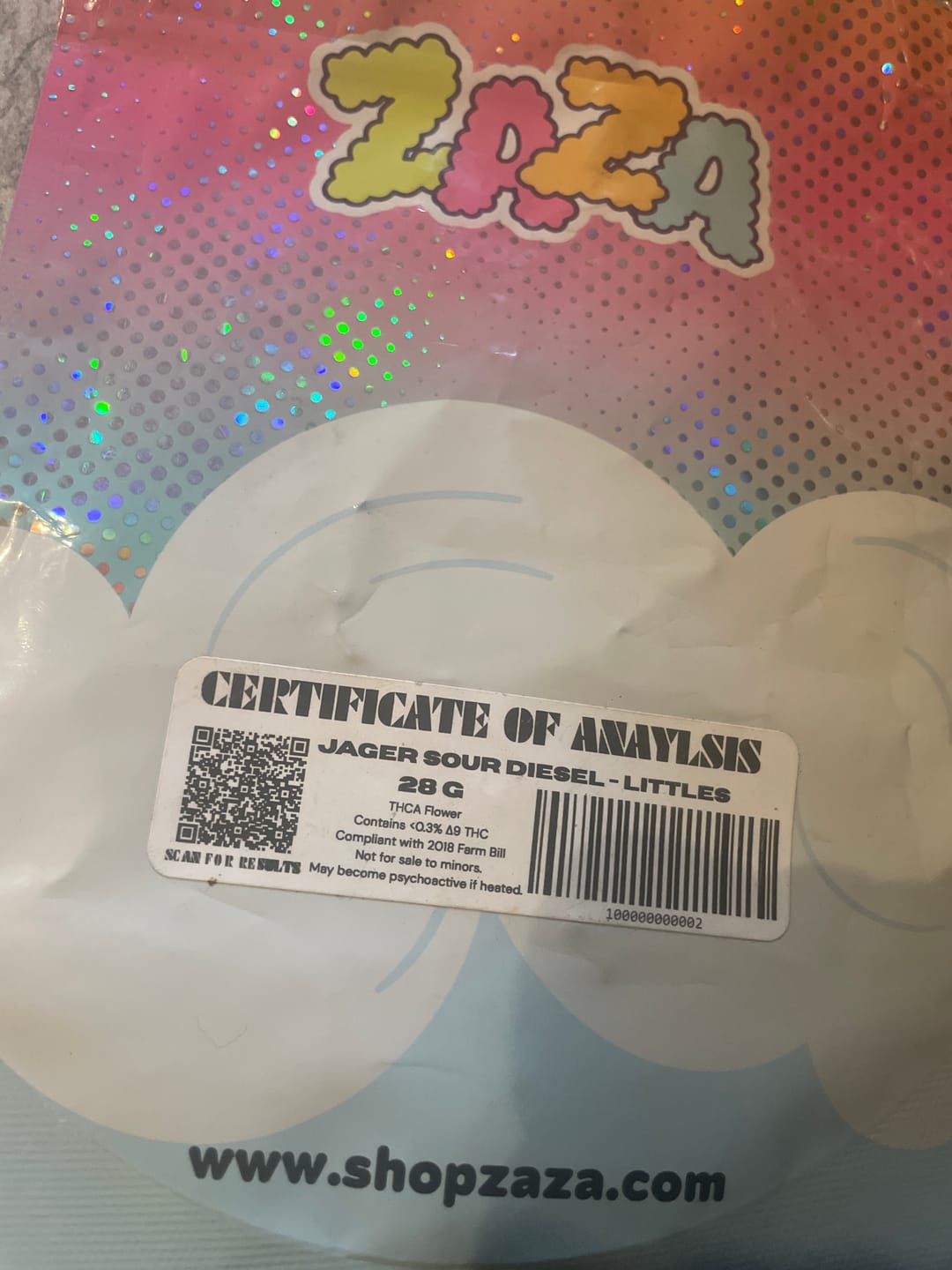 Customer photo review of Jager Sour Diesel - 28 Grams Littles - Sativa