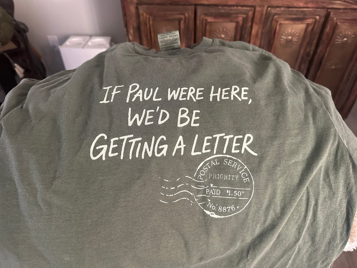Customer photo review of Paul's Letter T-shirt