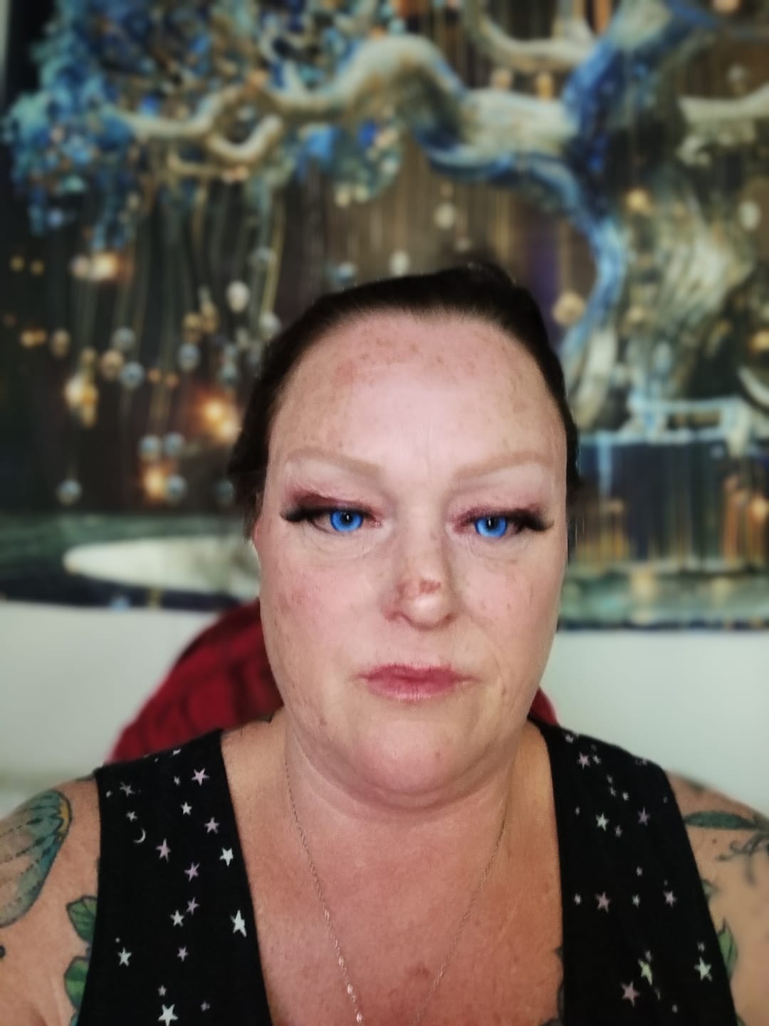 Customer photo review of Cosplay Fairy Dark Blue Colored Contact Lenses