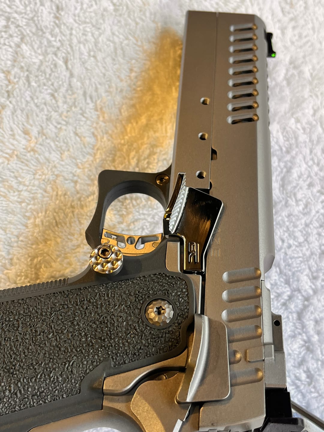 Customer photo review of Best 1911/2011 Slide Stop Thumb Rest for IPSC & USPSA