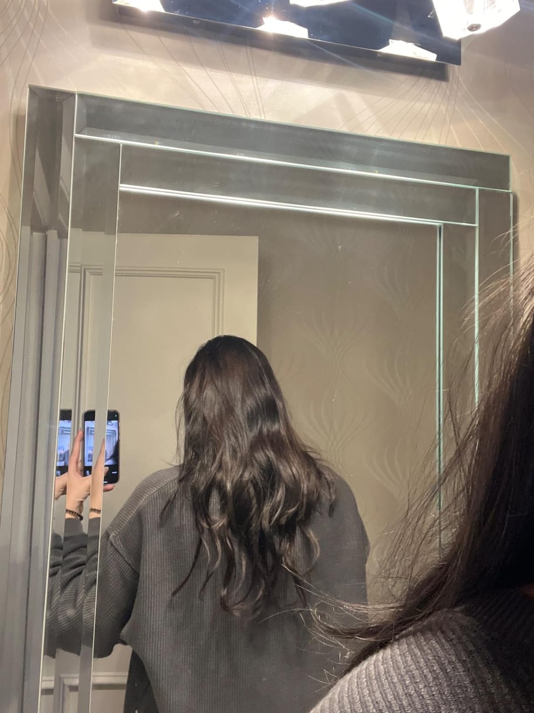 Customer photo review of Full Shine Virgin Genius Weft Hair Extensions Darkest Brown #2