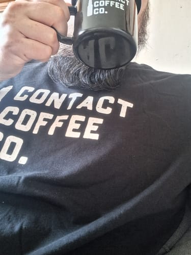 Customer photo review of Contact Coffee Logo T-Shirt, Black