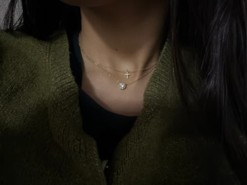 Customer photo review of Collar Dije Circulo Con Zirconia Blanca