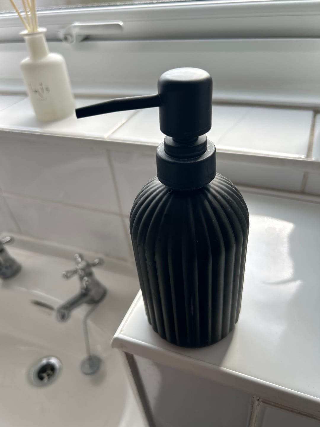 Customer photo review of Ribbed Glass Matt Black Soap Dispenser 500 ML
