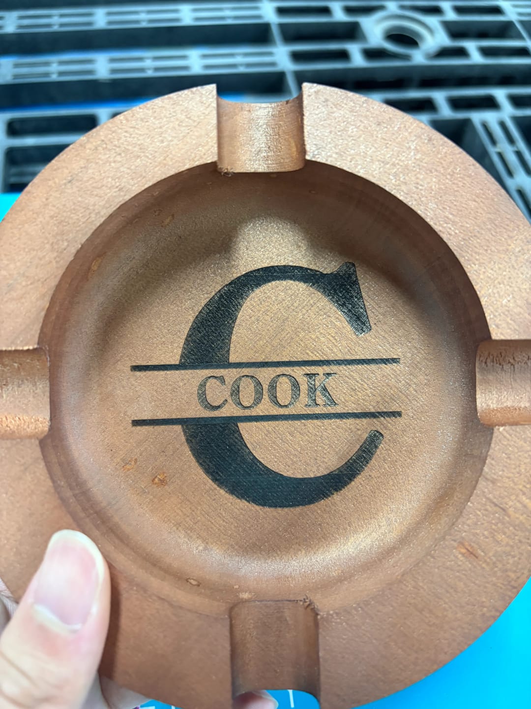 Customer photo review of Personalized Name Walnut Cigar Ash Tray for Dad,Grandpa,Boyfriend,Friend