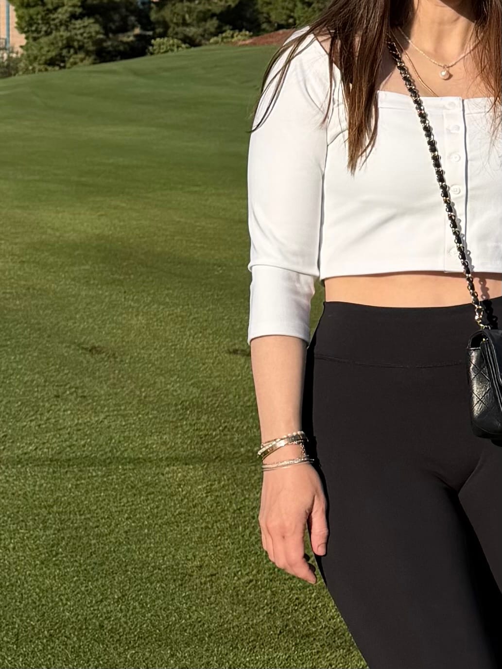 Customer photo review of The Cropped Cardigan / White