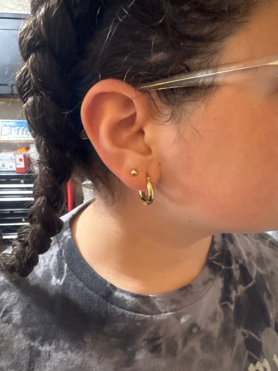 Customer photo review of Bold Tube Hoop Earrings