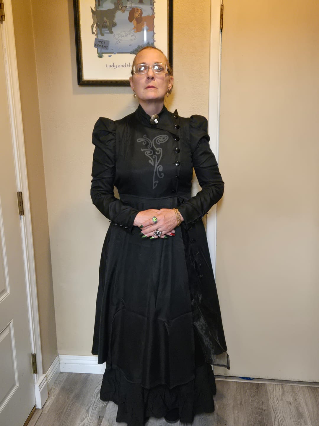 Customer photo review of Black 1940s Wicked-Inspired Floral Witch Dress