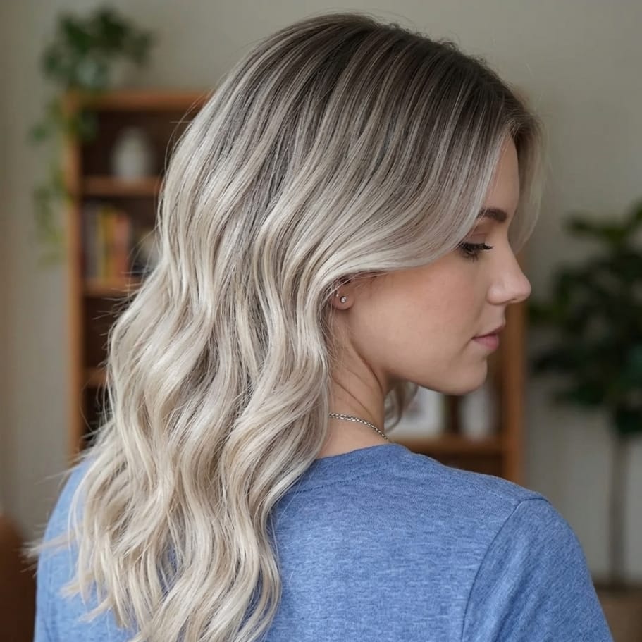 Customer photo review of Virgin Genius Weft Hair Extensions Ombre Blonde #4/7/80