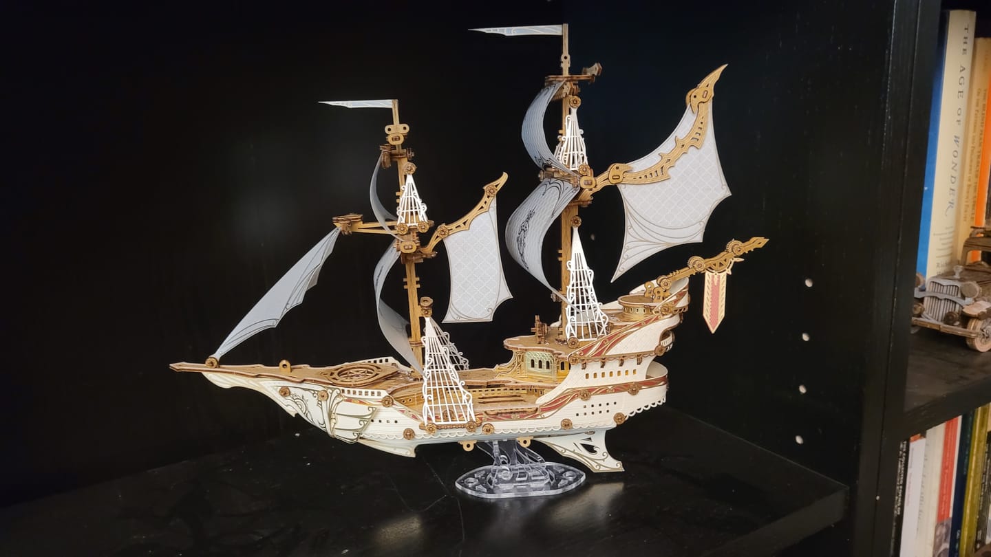 Customer photo review of Rokrgeek  Fantasy Elf Ship DIY 3D Wooden Puzzle Kit