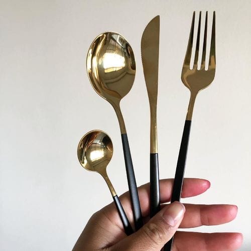 Customer photo review of Modern Golden Flatware Sets - 24 Piece