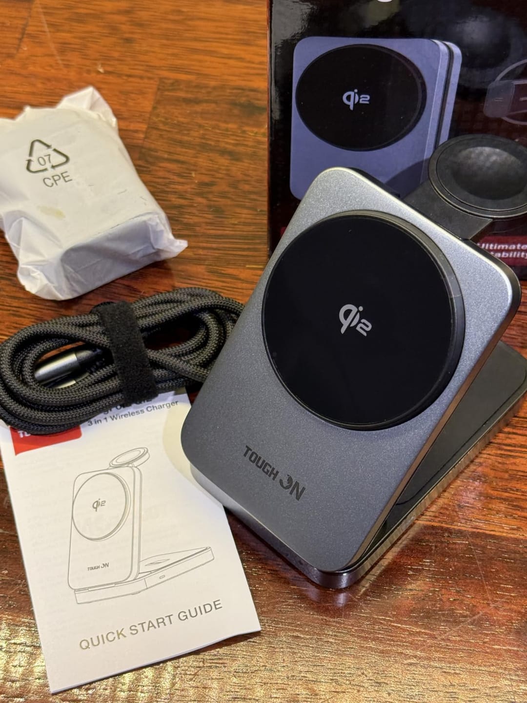 Customer photo review of Tough On MagFold Qi2 3-in-1 Wireless Charger Foldable Compatible with MagSafe