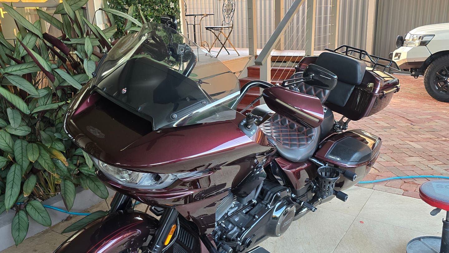 Customer photo review of Color Matched hand guard with LED for Touring & Softails fit for 2009-2026