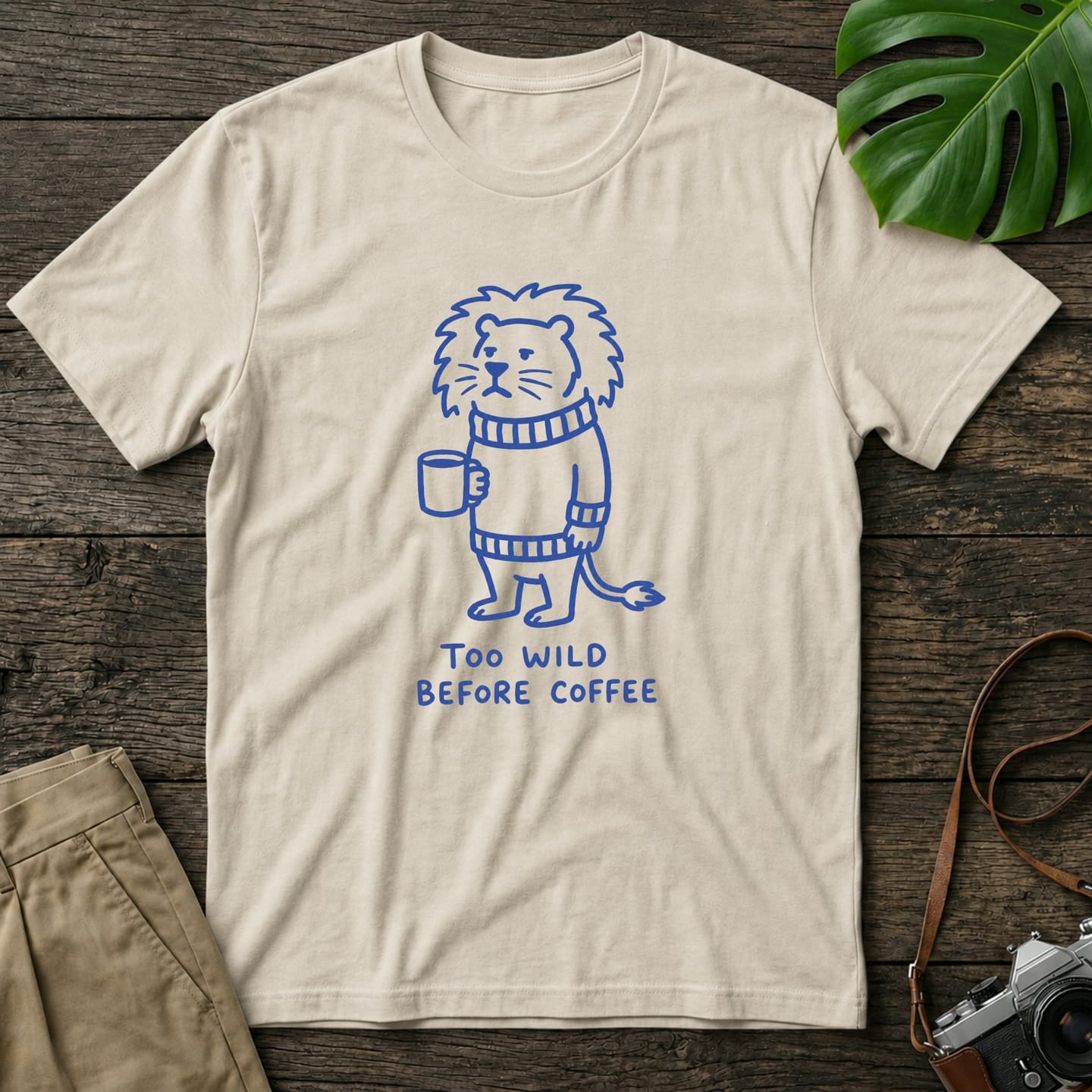 Customer photo review of Lion Too Wild Before Coffee Organic T-Shirt