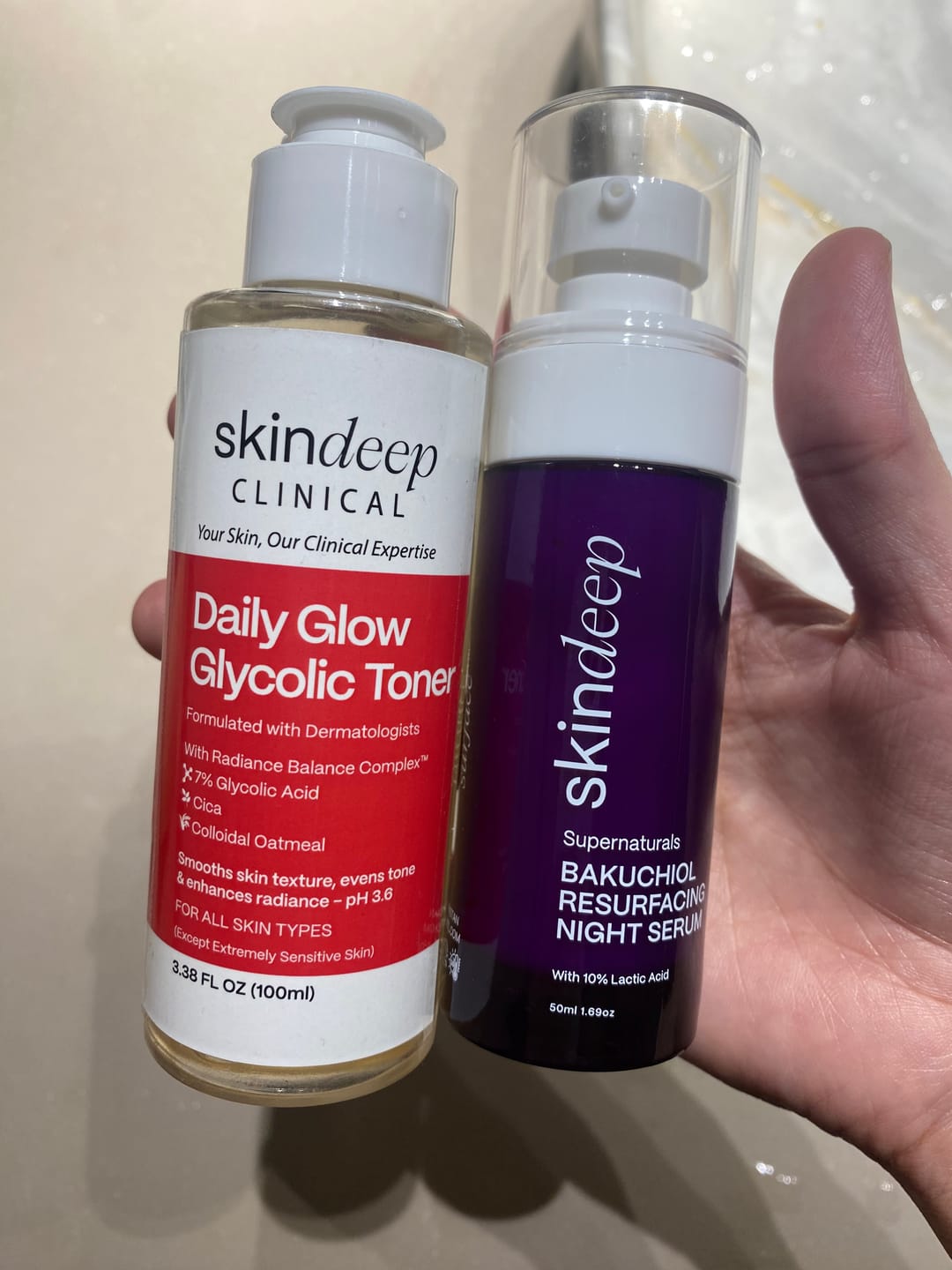 Customer photo review of BAKUCHIOL RESURFACING NIGHT SERUM - with 10% Lactic Acid