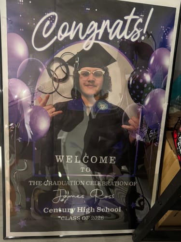 Customer photo review of Personalized Graduation Welcome Sign Canvas - Custom Photo Graduation Gifts