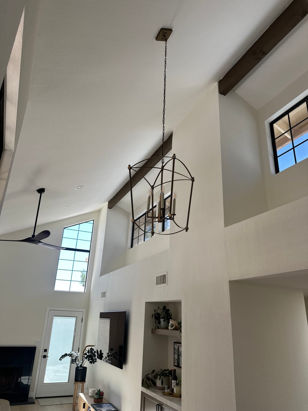 Customer photo review of 4-light French Antique Gold Candle Square Lantern Chandelier