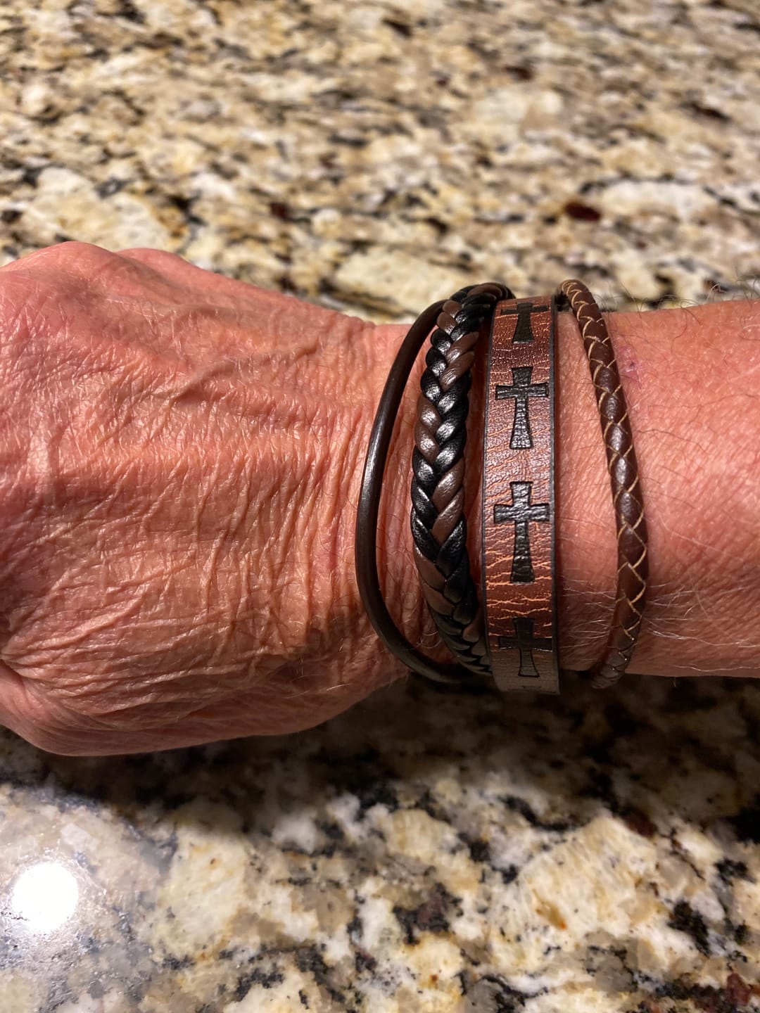 Customer photo review of Braided Leather Cross Bracelet: Rugged Faith Statement for Daily Devotion