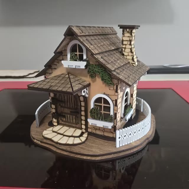 Customer photo review of Floral House Candle Holder SVG Laser Cut File