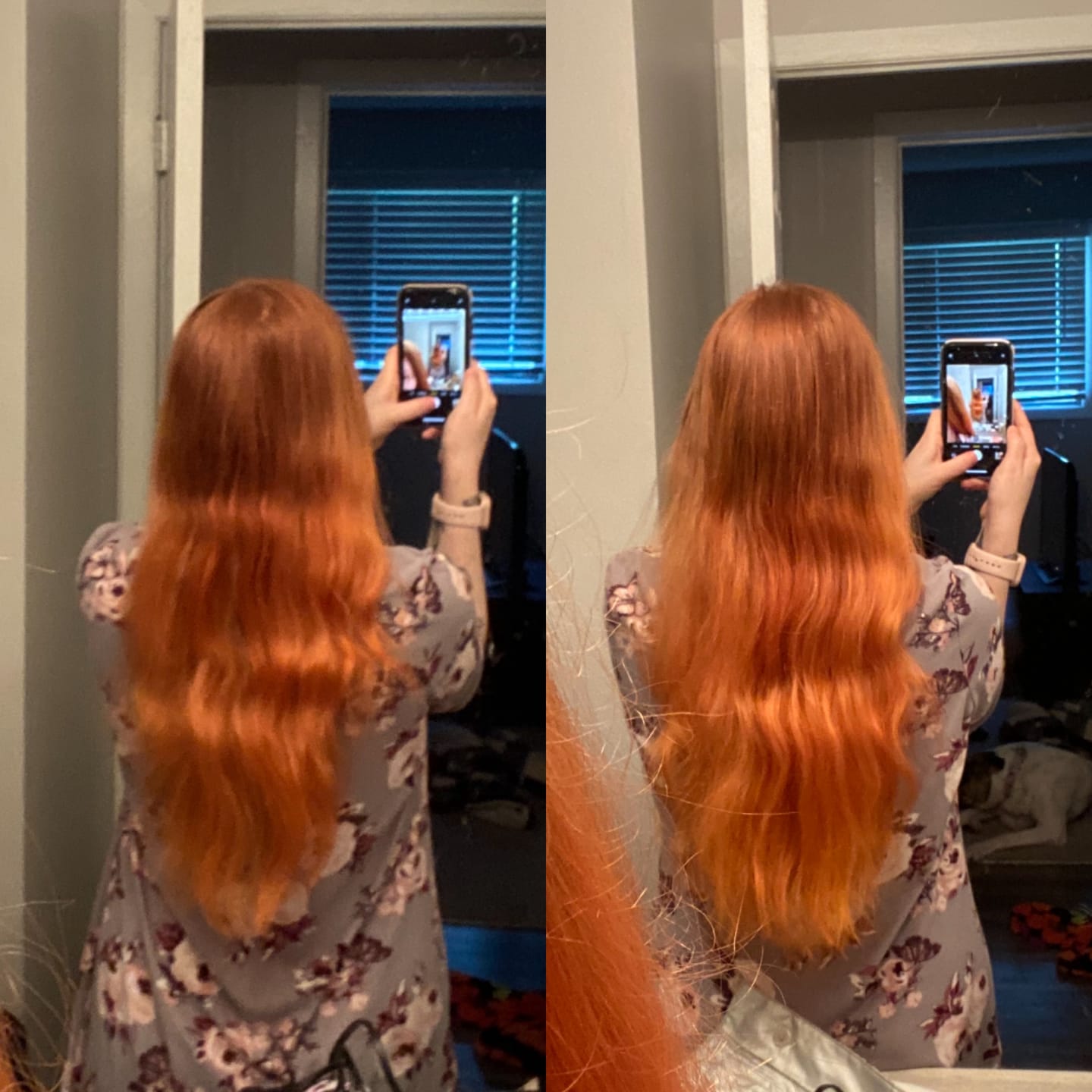 Customer photo review of Virgin Genius Weft Hair Extensions Copper Red #33