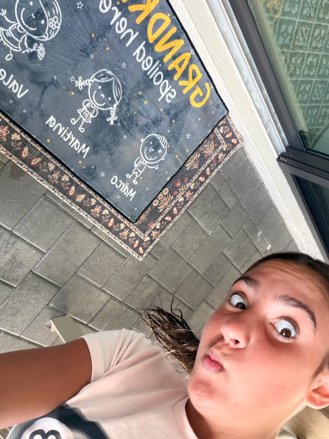 Customer photo review of Grandkids Spoiled Here Doodle - Personalized Doormat