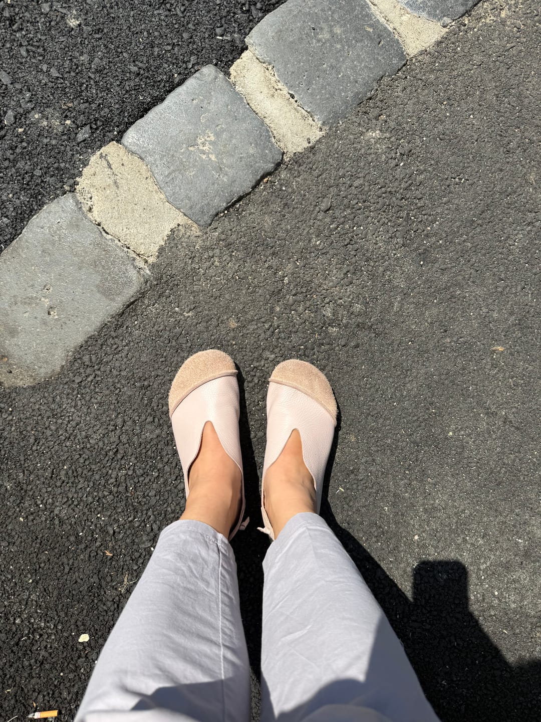 Customer photo review of Women Summer Soft Leather Colorblock Low Heel Shoes